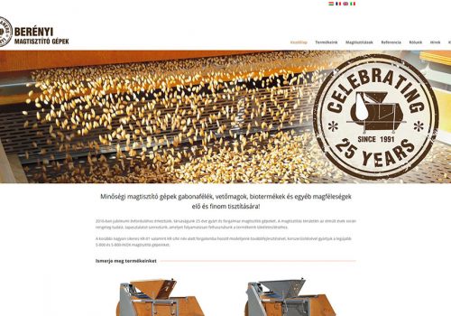 weblapkészítés a Berényi magtisztító gépek számára