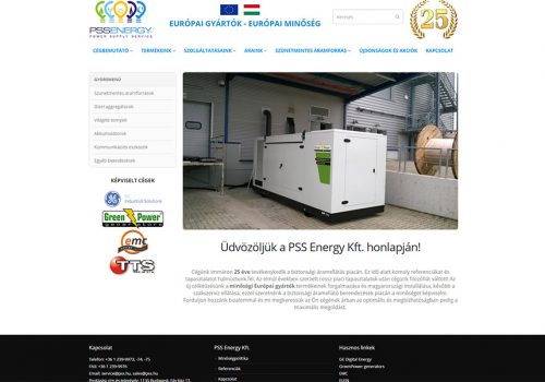 Weblapkészítés a PSS Energy Kft. részére