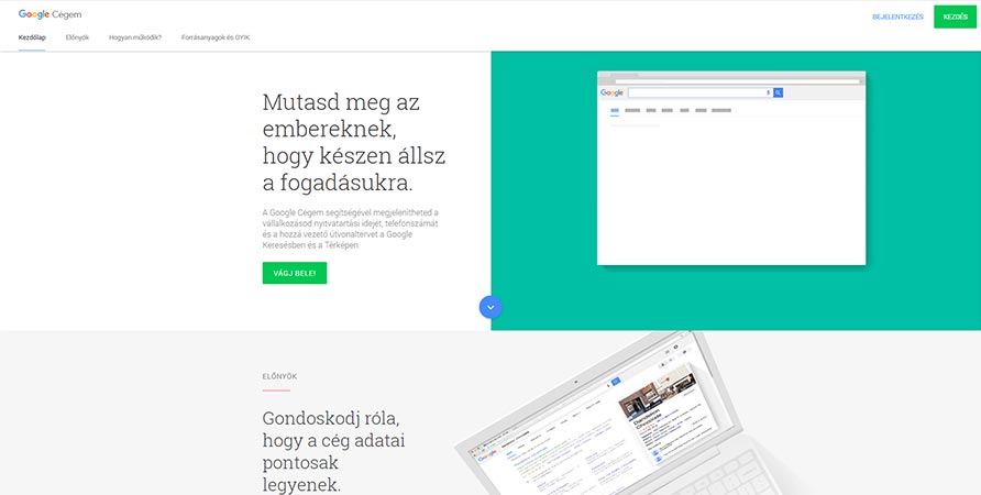 Google cégem regisztráció menete 1.