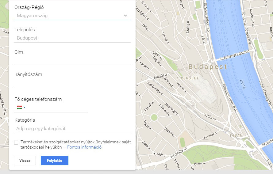 Google cégem regisztráció menete 2.