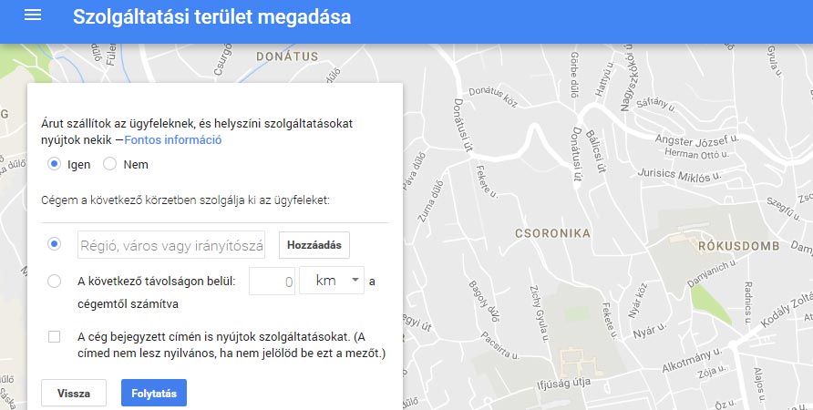 Google cégem regisztráció menete 3.