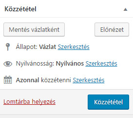 Bejegyzés közzététel blokk