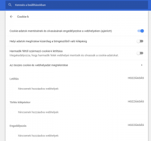 Google Chrome Cookie beállítás