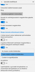 Microsoft Edge Cookie beállítás