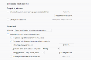 Mozilla Firefox Cookie beállítás
