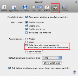Safari Cookie beállítások