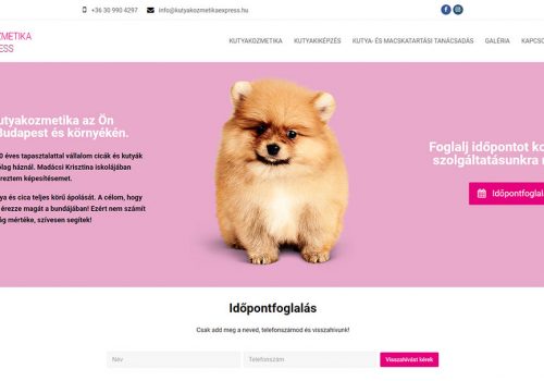 weblap készítés a kutyakozmetika részére