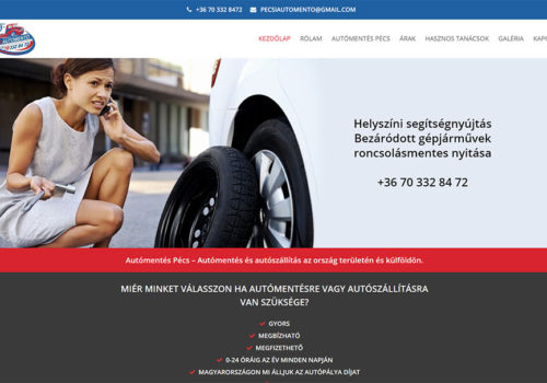 weboldal készítés a Pécsi Autómentő részére