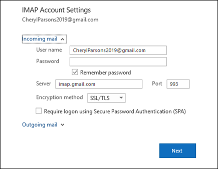 Manuális fiók hozzáadása MS Outlook
