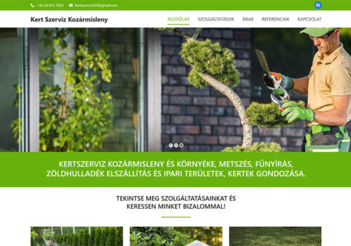 Weblapkészítés a Kert Szerviz Kozármisleny részére