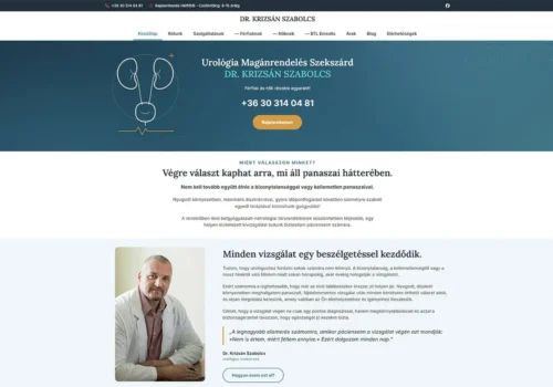 Orvosi weboldalkészítés - Urológia Szekszárd részére